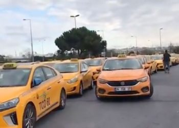 UKOME toplantısı öncesi taksicilerden İBB protestosu