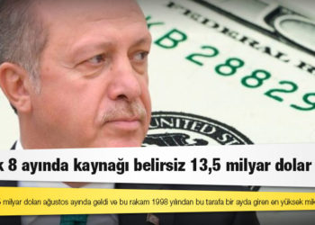 Yılın ilk 8 ayında kaynağı belirsiz 13,5 milyar dolar geldi