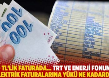 100 TL'lik faturada... TRT ve enerji fonunun elektrik faturalarına y&uuml;k&uuml; ne kadardı?