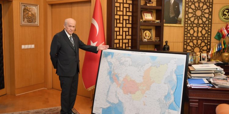 Bahçeli Türk Dünyası haritasını paylaşarak Erdoğan’ı tebrik etti