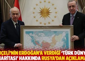Bah&ccedil;eli'nin Erdoğan'a verdiği 'T&uuml;rk d&uuml;nyası haritası' hakkında Rusya'dan a&ccedil;ıklama