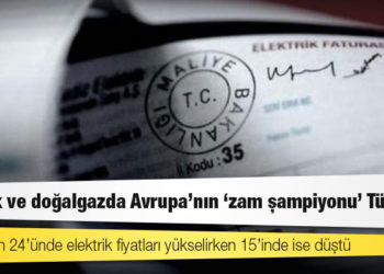 Elektrik ve doğalgazda Avrupa’nın ‘zam şampiyonu’ Türkiye