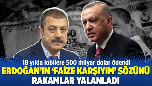 Erdoğan’ın ‘faize karşıyım’ sözünü rakamlar yalanladı: 18 yılda lobilere 500 milyar dolar ödendi