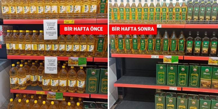 Erdoğan’ın ‘fiyatları uygun’ dediği Tarım Kredi Kooperatifi marketinde sıvı ayçiçek yağı kalmadı
