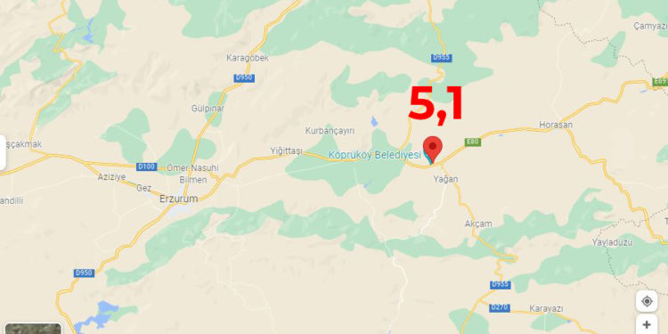 Erzurum’da 5,1 büyüklüğünde deprem