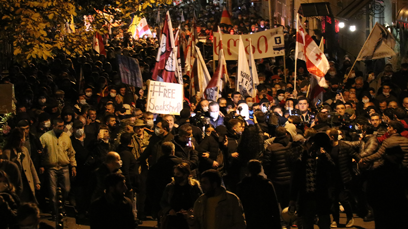 Gürcistan'da binlerce kişi, Saakaşvili için destek gösterisi düzenledi