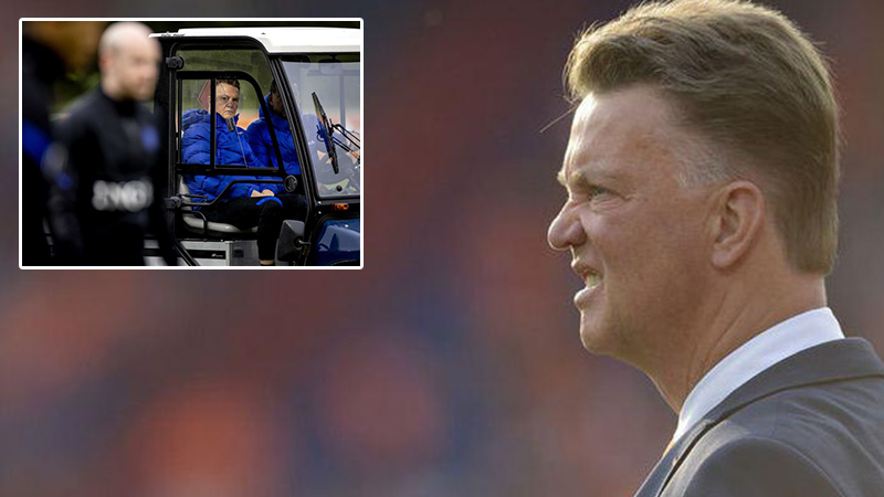 Hollanda teknik direktörü Louis van Gaal sakatlandı; antrenmana golf arabasıyla geldi