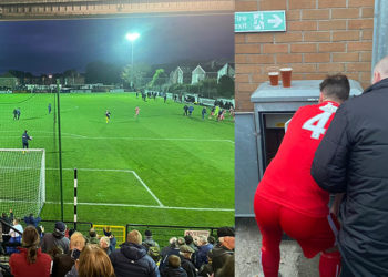 Maç sırasında bozulan stat ışıklarını futbolcu tamir etti