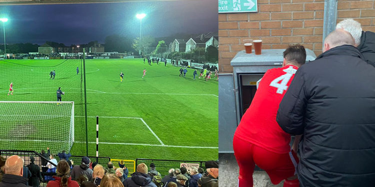 Maç sırasında bozulan stat ışıklarını futbolcu tamir etti