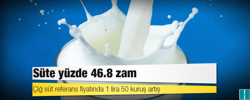 Süte yüzde 46.8 zam