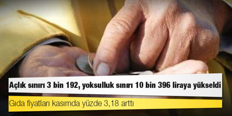 Türk-İş: Açlık sınırı 3 bin 192, yoksulluk sınırı 10 bin 396 liraya yükseldi