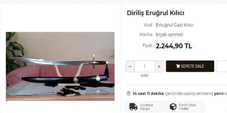 İnternetten, kargo ücreti yok: Diriliş Ertuğrul kılıcı