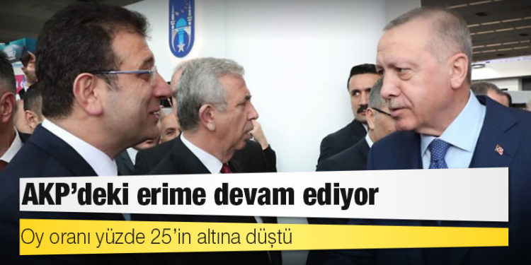 AKP’deki erime devam ediyor: Oy oranı yüzde 25’in altına düştü