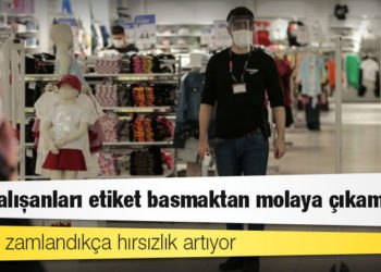 AVM çalışanları etiket basmaktan molaya çıkamıyor