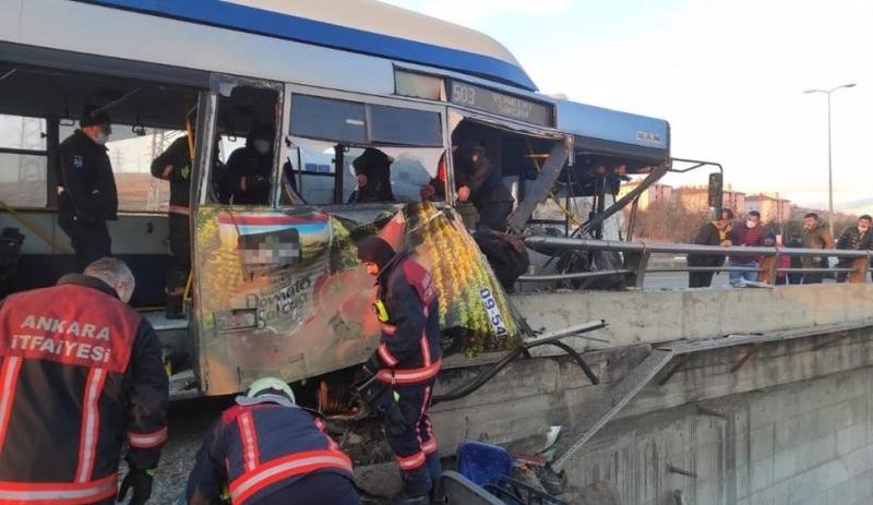 Ankara'da otobüs kazası: 20 yaralı