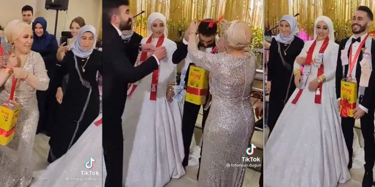 Düğünde damada altın yerine ayçiçek yağı takıldı