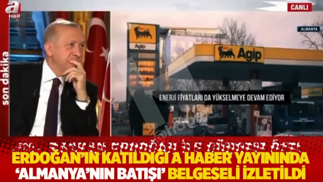 Erdoğan'ın katıldığı A Haber yayınında 'Almanya'nın batışı' belgeseli izletildi