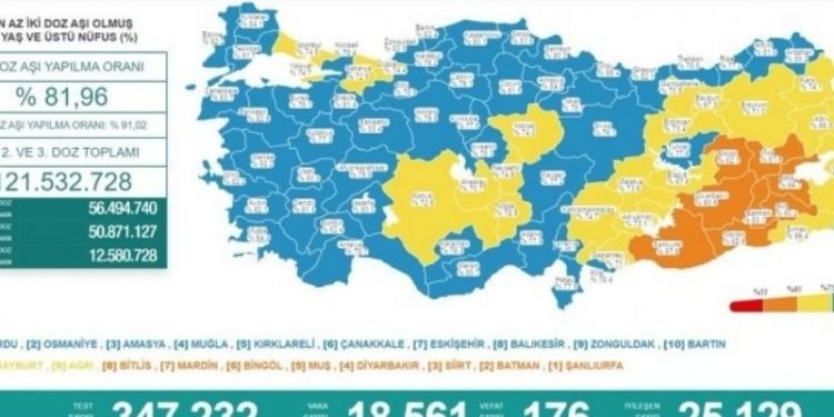 Koronavirüs tablosu: 176 vefat, 18 bin 561 vaka