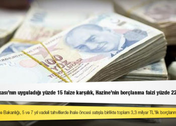 Merkez Bankası'nın uyguladığı yüzde 15 faize karşılık, Hazine'nin borçlanma faizi yüzde 22'yi aştı