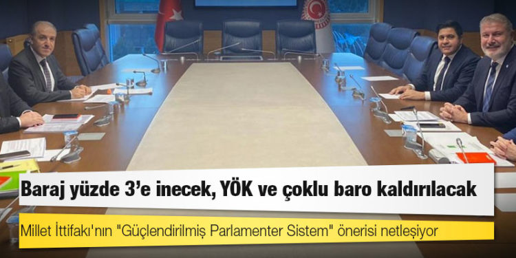 Millet İttifakı'nın "Güçlendirilmiş Parlamenter Sistem" önerisi netleşiyor: Baraj yüzde 3'e inecek, YÖK ve çoklu baro kaldırılacak
