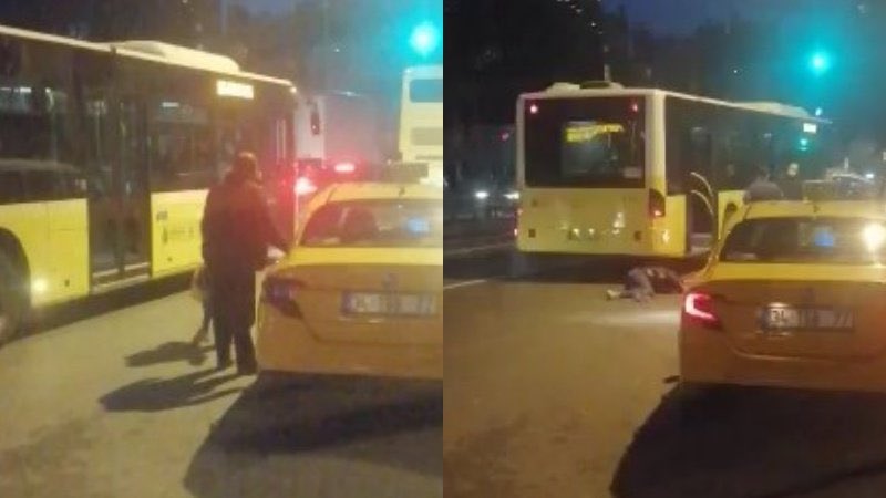 Taksici ücret için tartıştığı turist kadını otobüsün altına itti