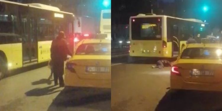 Taksici ücret için tartıştığı turist kadını otobüsün altına itti