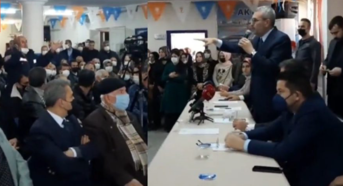 AKP’li Mahir Ünal konuştu, ‘Vallahi açım’ diyen vatandaş salondan atıldı