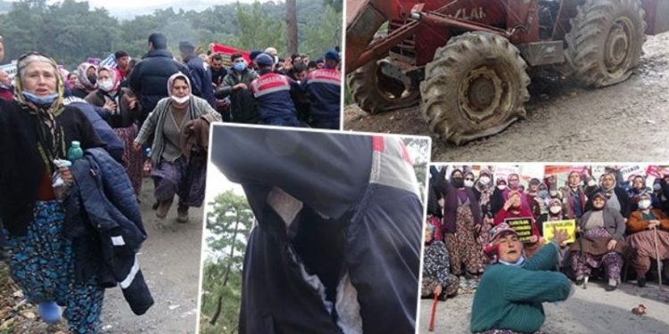 Altın madeni istemeyen köylüler, iş makinesinin lastiğini kesti