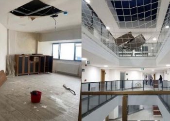 Açılışını Erdoğan'ın yapacağı binanın çatısı çöktü