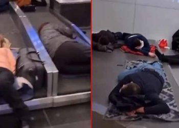 'Dünya bu havalimanını kıskanıyor': Mahsur kalan yolcular bagaj bandında yattı