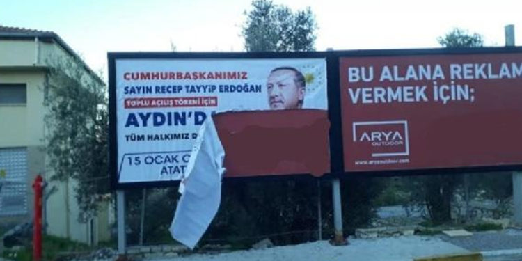 Erdoğan’ın afişlerini yırtan kişi gözaltına alındı