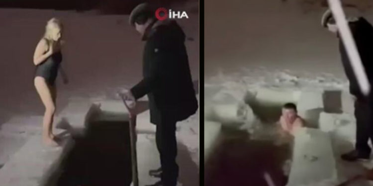 Rusya'da Epifani Bayramı'nda buz tutan nehre giren kadın geri çıkamadı