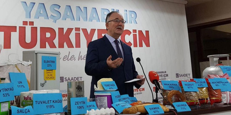 Saadet Partisi, halkın enflasyonunu ürünler üzerinden anlattı: Temel ihtiyaçlarda en az yüzde 70