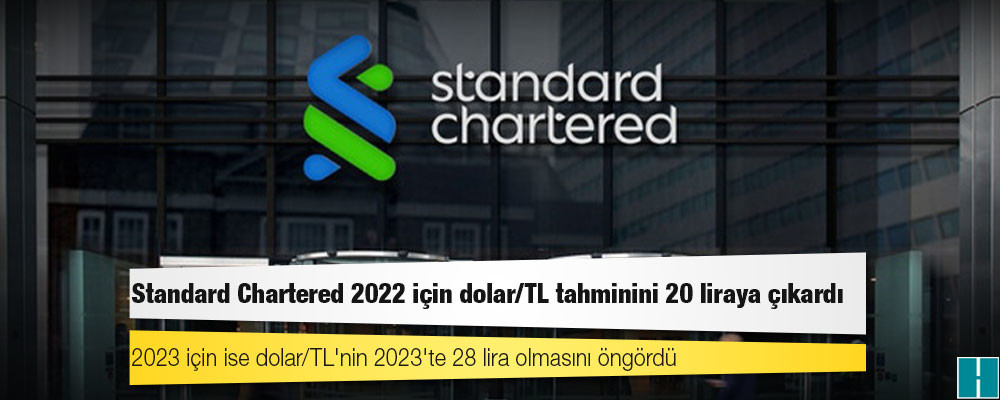 Standard Chartered 2022 için dolar/TL tahminini 20 liraya çıkardı