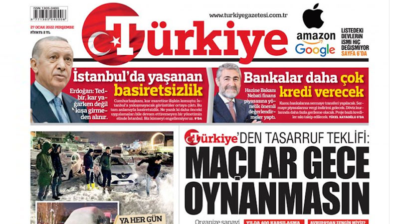 Türkiye gazetesinden ‘tasarruf’ teklifi: Maçlar gece oynanmasın