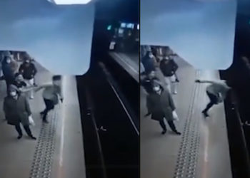 Tren bekleyen kadını raylara itti