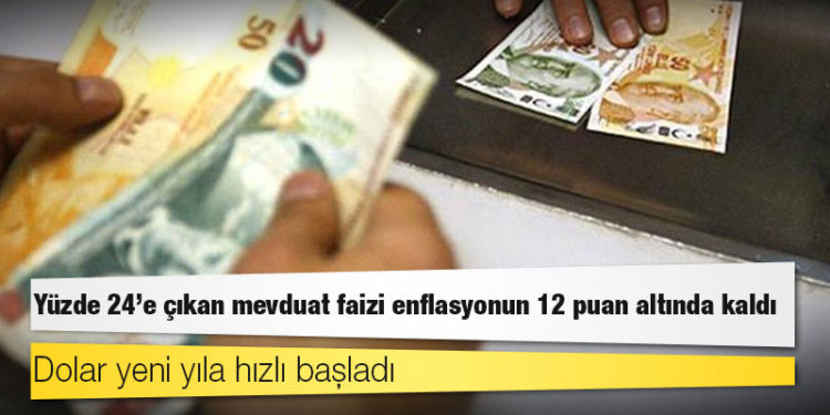 Yüzde 24'e çıkan mevduat faizi enflasyonun 12 puan altında kaldı