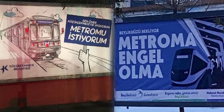 İBB’nin metro projesinin onaylanmamasına belediyelerden afişli tepki
