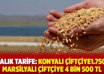 Arpalık tarife: Konyalı &ccedil;ift&ccedil;iye1.750 TL, Marsilyalı &ccedil;ift&ccedil;iye 4 bin 500 TL