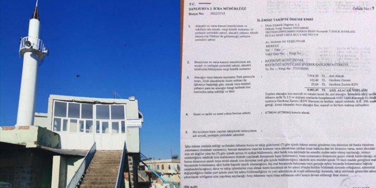 Elektrik borcunu ödeyemeyen camiye icra geldi