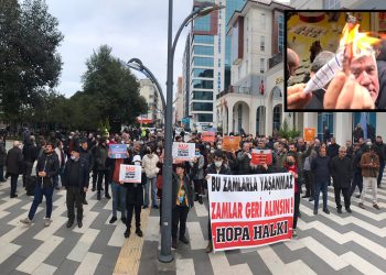 Hopalılar elektrik faturalarını yakıp zamları protesto etti