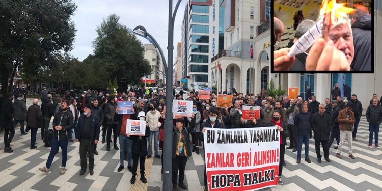 Hopalılar elektrik faturalarını yakıp zamları protesto etti