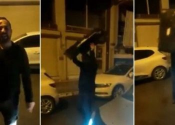 Iğdırlı yurttaş, dağıtım şirketinin önünde televizyonunu parçaladı