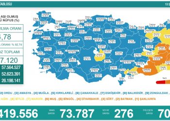 Koronavirüsten 276 kişi hayatını kaybetti, 73 bin 787 yeni vaka tespit edildi