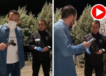 Polisin, silah çeken şahsa nezaketi sosyal medyada gündem oldu!