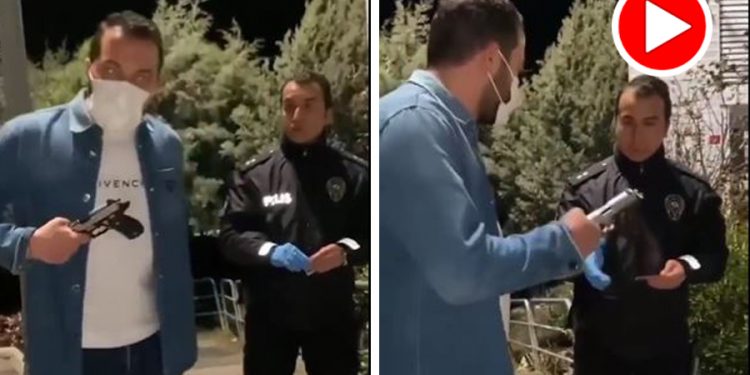 Polisin, silah çeken şahsa nezaketi sosyal medyada gündem oldu!