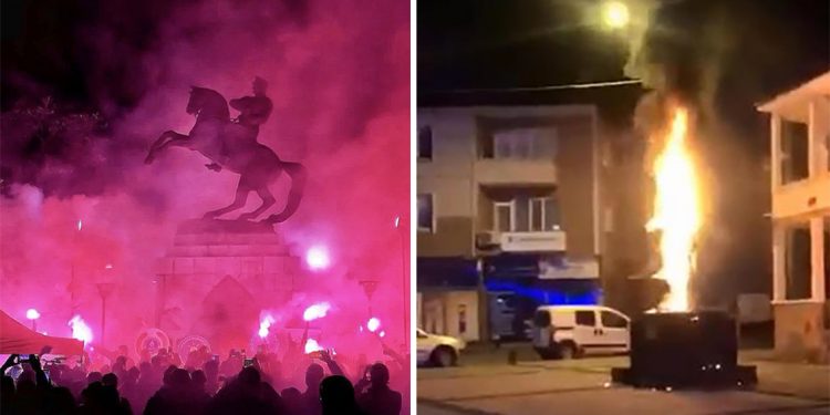 Samsun’dan sonra Uzunköprü: Adalet Anıtı, kimliği belirsiz kişilerce yakıldı