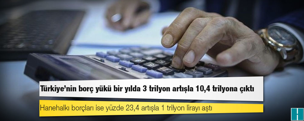 Türkiye'nin borç yükü bir yılda 3 trilyon artışla 10,4 trilyona çıktı