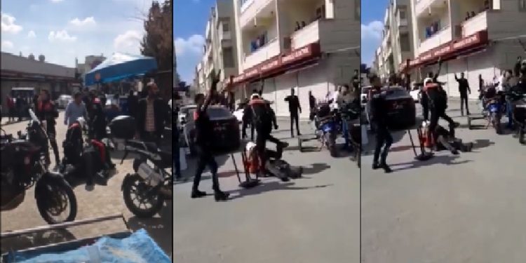 Şanlıurfa’da yere yatırılan kişiyi darp eden polis, vatandaşları dağıtmak için havaya ateş etti