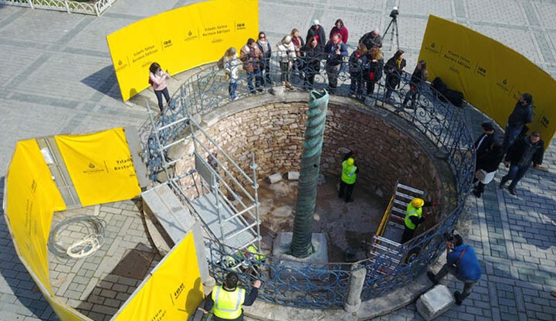 2 bin 500 yıllık yılanlı sütun restore ediliyor; İstanbul'daki en önemli tunç eser